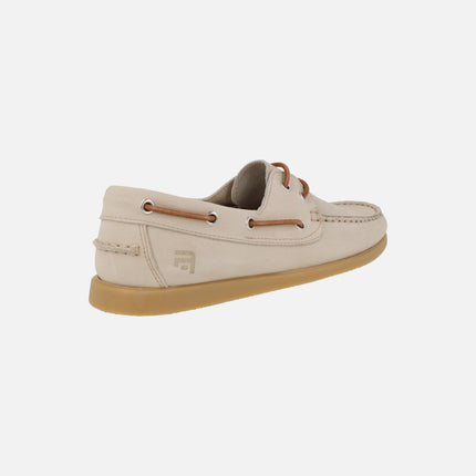 Men's boat shoes in beige nubuck TOR