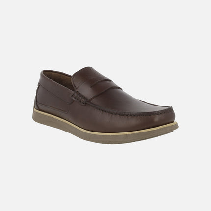 Mocasines Sailor con antifaz para hombre en piel moka