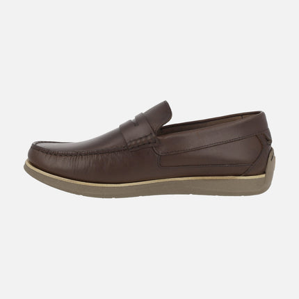 Mocasines Sailor con antifaz para hombre en piel moka