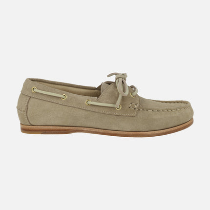 NAUTIC nautical shoes for women in mink suede with leather outsole