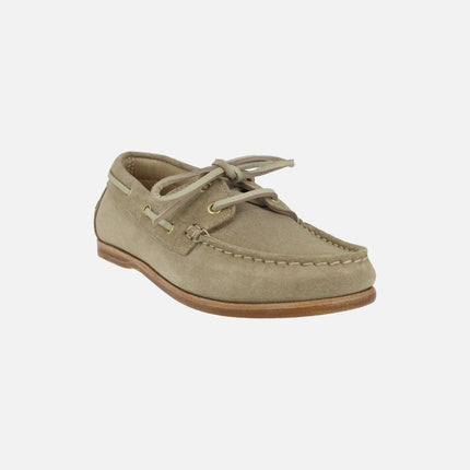 NAUTIC nautical shoes for women in mink suede with leather outsole