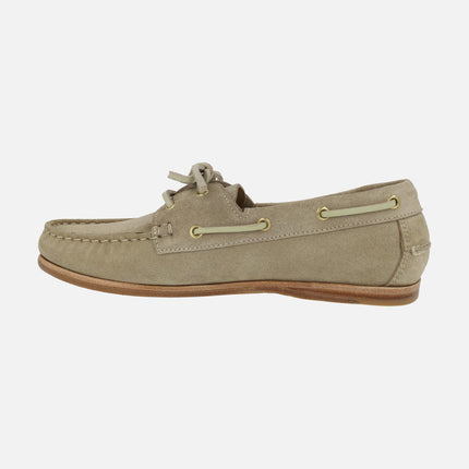 NAUTIC nautical shoes for women in mink suede with leather outsole