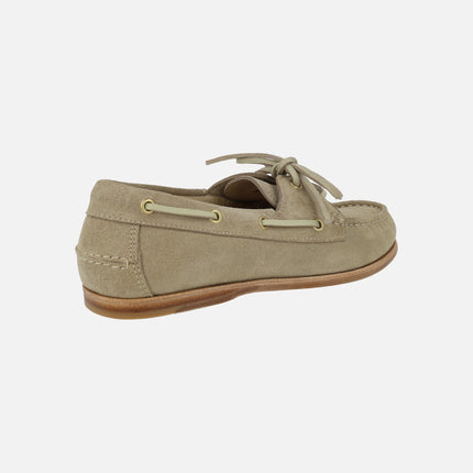 NAUTIC nautical shoes for women in mink suede with leather outsole