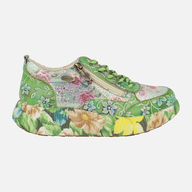 Zapatos deportivos verdes con estampado de flores Nikito 62 Anis