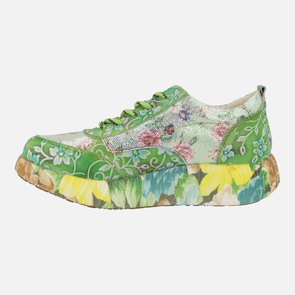 Zapatos deportivos verdes con estampado de flores Nikito 62 Anis