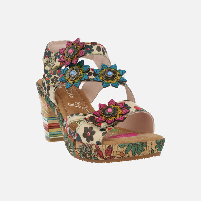 Sandalias de plataforma con tacones decorados Nellao 33 Beige