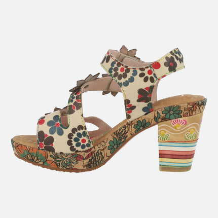 Platform sandals with decorated heels Nellao 33 Beige