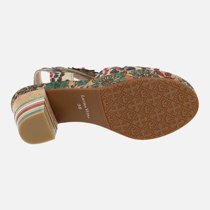 Platform sandals with decorated heels Nellao 33 Beige