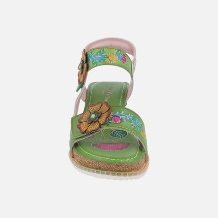 Sandalias de cuña en combinado verde Bonito 38 Vert