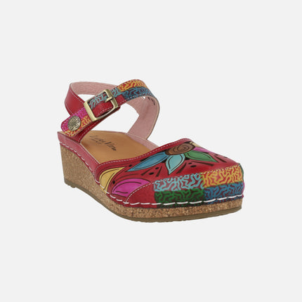 Facscineo 02 Rouge slingback shoes in red combination