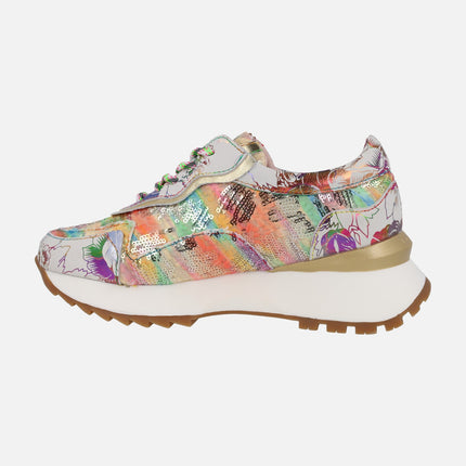 Zapatos deportivos multicolor con lentejuelas Tellao 06 Beige