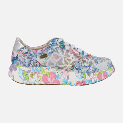 Zapatillas deportivas en combinado de flores azules Nikito 52 Ciel