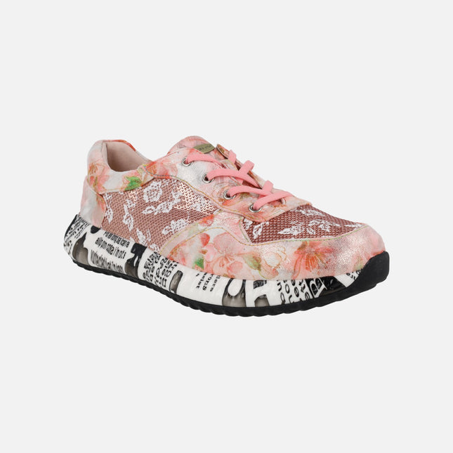 Deportivas rosas Laura Vita con estampado de flores Burton 05 framboise