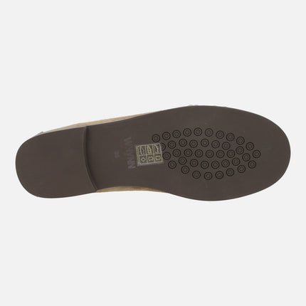 Mocasines de ante camel con puntera fruncida y borlas Shawnee