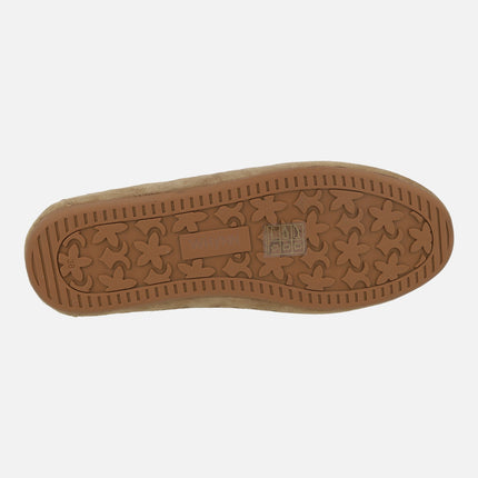 Boating shoes in camel suede with openwork and charms Jaymy