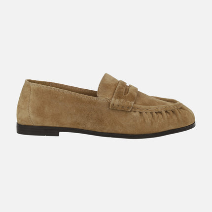 Mocasines de ante camel con puntera fruncida y antifaz Atoka
