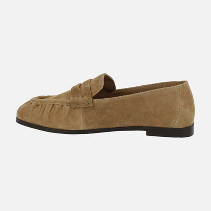 Mocasines de ante camel con puntera fruncida y antifaz Atoka