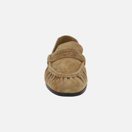 Mocasines de ante camel con puntera fruncida y antifaz Atoka