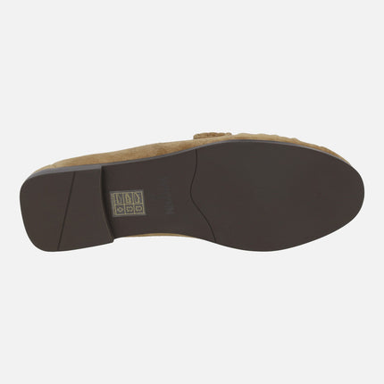 Mocasines de ante camel con puntera fruncida y antifaz Atoka