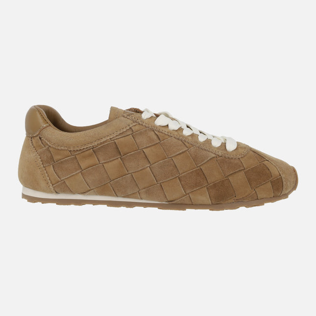 Zapatillas deportivas bajas en ante trenzado camel Fraser