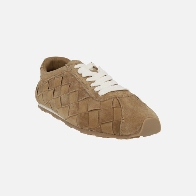 Zapatillas deportivas bajas en ante trenzado camel Fraser
