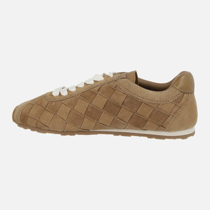 Zapatillas deportivas bajas en ante trenzado camel Fraser