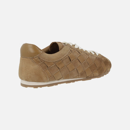 Zapatillas deportivas bajas en ante trenzado camel Fraser