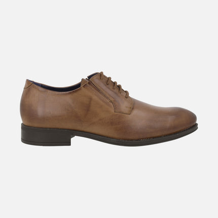 Zapatos de piel estilo blucher para hombre con elásticos laterales