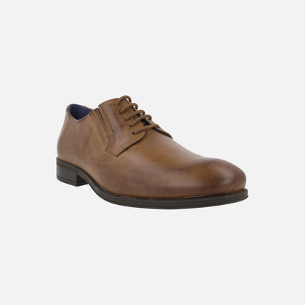 Zapatos de piel estilo blucher para hombre con elásticos laterales