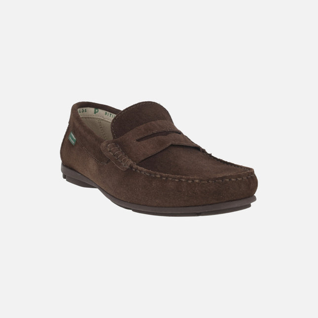 Men's comfort moccasins in suede with mask decoration