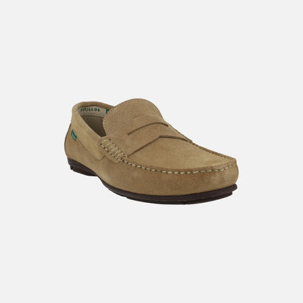 Men's comfort moccasins in suede with mask decoration
