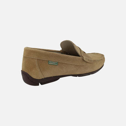 Men's comfort moccasins in suede with mask decoration
