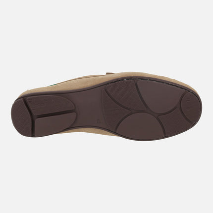 Men's comfort moccasins in suede with mask decoration