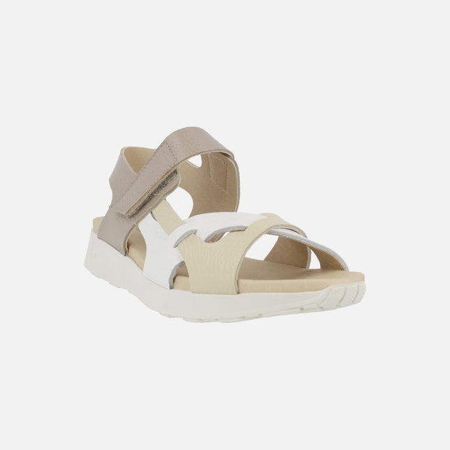 Sandalias de estilo deportivo en blanco beige y taupe