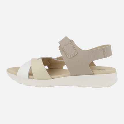 Sandalias de estilo deportivo en blanco beige y taupe
