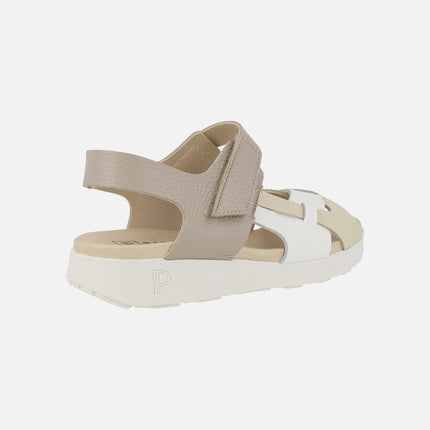 Sandalias de estilo deportivo en blanco beige y taupe