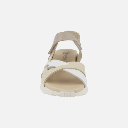 Sandalias de estilo deportivo en blanco beige y taupe