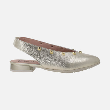 Leather slingback ballerinas with gold studs