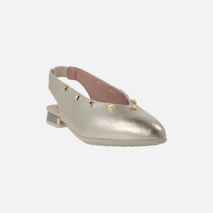 Leather slingback ballerinas with gold studs