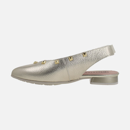 Leather slingback ballerinas with gold studs