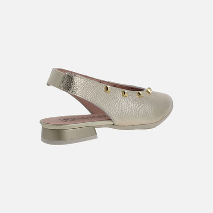 Leather slingback ballerinas with gold studs