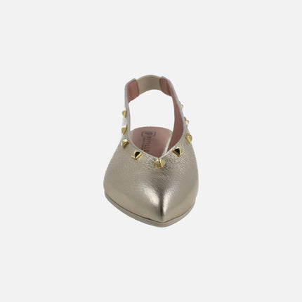 Leather slingback ballerinas with gold studs
