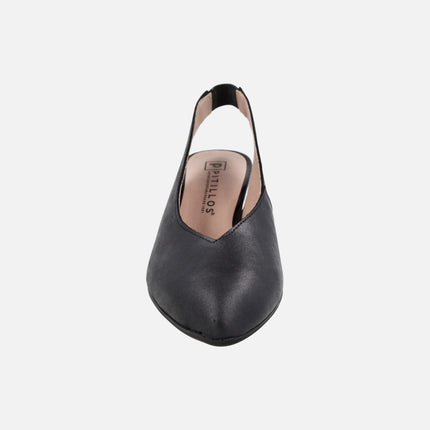 Zapatos corte salón destalonados con tacón bajo