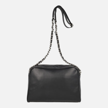 Quilted leather crossbody bags with combined chain handle