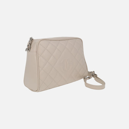 Quilted leather crossbody bags with combined chain handle