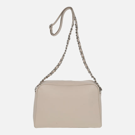 Quilted leather crossbody bags with combined chain handle