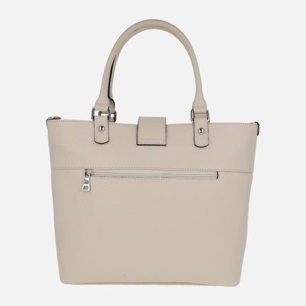 Leather bags with handles and shoulder strap