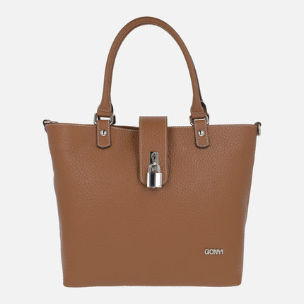 Leather bags with handles and shoulder strap