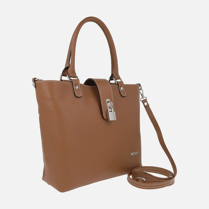 Leather bags with handles and shoulder strap