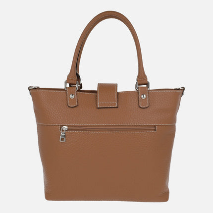 Leather bags with handles and shoulder strap